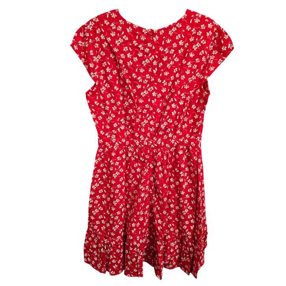 J. Crew Mercantile Red & White Floral Faux Wrap Mini Dress Size 8 - Picture 2 of 4